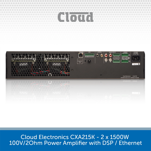 Cloud Electronics CXA215K - 2 x 1500W 100V/2Ohm Power Amplifier with DSP / Ethernet