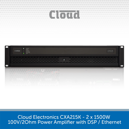 Cloud Electronics CXA215K - 2 x 1500W 100V/2Ohm Power Amplifier with DSP / Ethernet