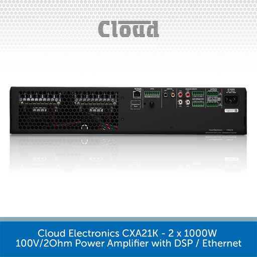 Cloud Electronics CXA21K - 2 x 1000W 100V/2Ohm Power Amplifier with DSP / Ethernet