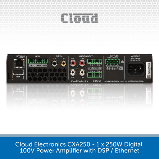  Cloud Electronics CXA250 - 250W Digital 100V/4Ohm Power Amplifier with DSP / Ethernet