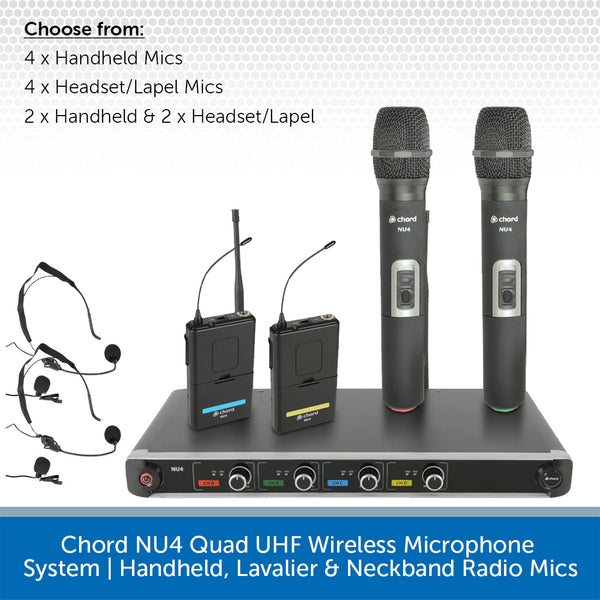 Chord NU4 Quad UHF Wireless Microphone System Handheld