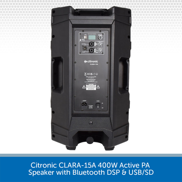Citronic CLARA-15A 15" 400W Active PA Speaker with Bluetooth DSP & USB/SD