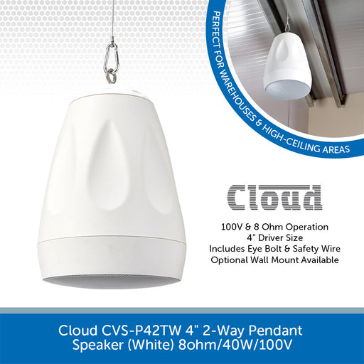 Cloud CVS-P42TW 4.25 inch 2-Way Pendant Speaker 8ohm/40W/100V