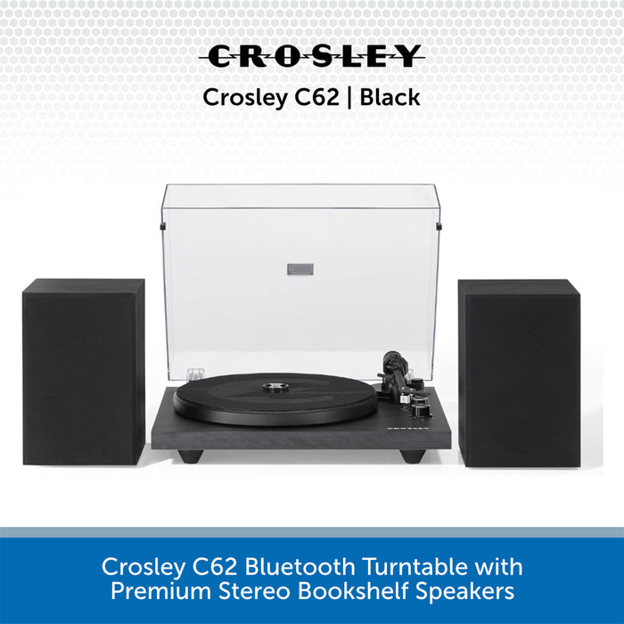 Crosley C62 Bluetooth Turntable with Premium Stereo Bookshelf Speakers