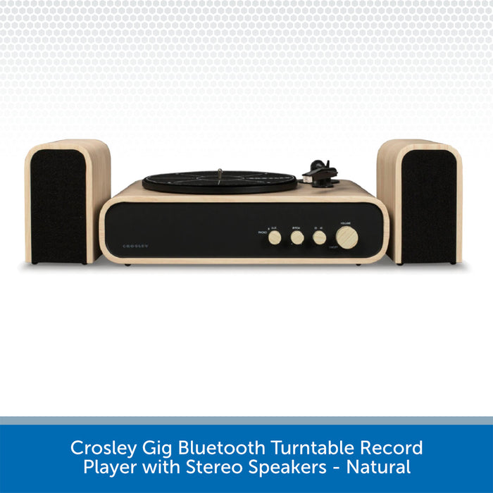 Crosley Gig Bluetooth Turntable Record Player with Stereo Speakers - Natural