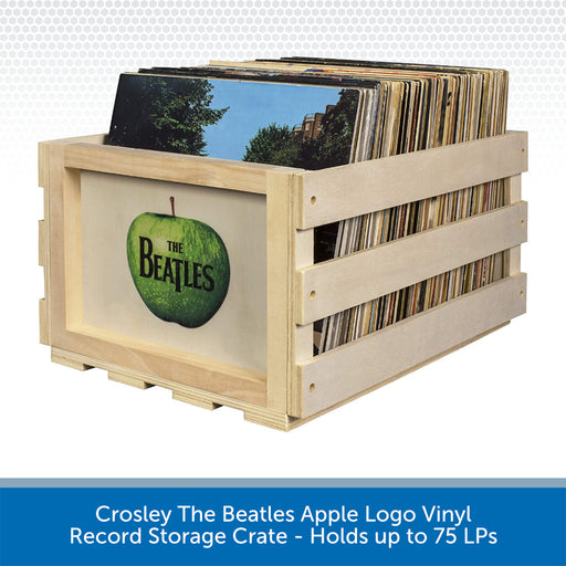 Crosley The Beatles Apple Logo Vinyl Record Storage Crate - Holds up to 75 LPs