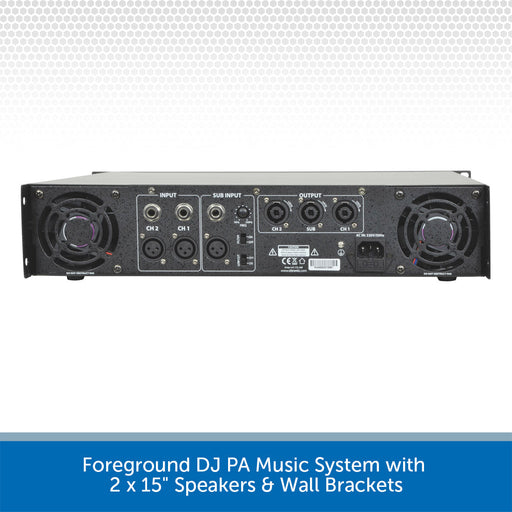 Foreground DJ PA Music System with 2 x 15" Speakers & Wall Brackets