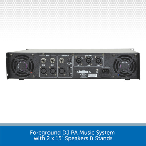 Foreground DJ PA Music System with 2 x 15" Speakers & Stands