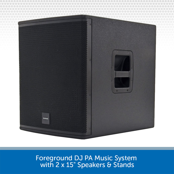 Foreground DJ PA Music System with 2 x 15" Speakers & Stands