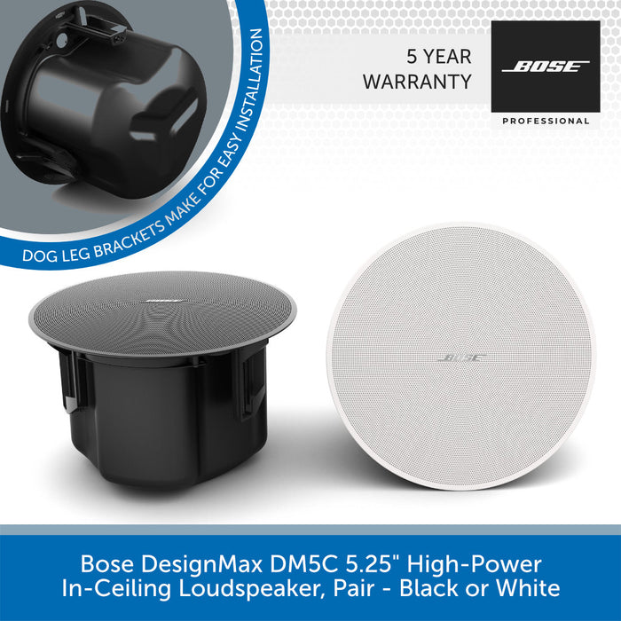 Bose DesignMax DM5C 5.25" High-Power In-Ceiling Loudspeaker, Pair - Black or White