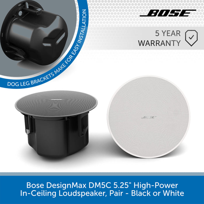 Bose DesignMax DM5C 5.25" High-Power In-Ceiling Loudspeaker, Pair - Black or White Main