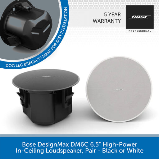 Bose DesignMax DM6C 6.5" High-Power In-Ceiling Loudspeaker, Pair - Black or White