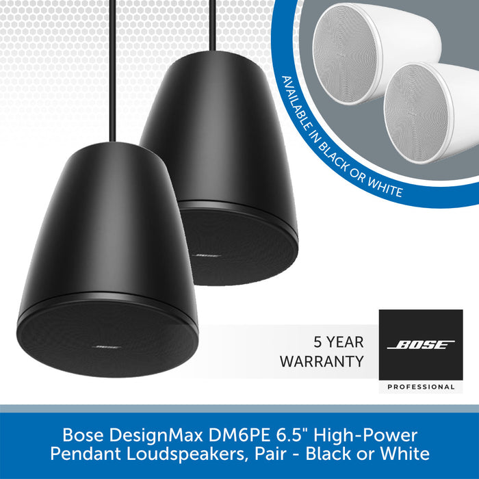 Bose DesignMax DM6PE 6.5" High-Power Pendant Loudspeakers, Pair - Black or White