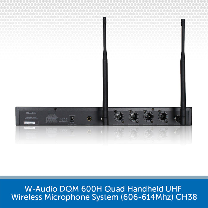W-Audio DQM 600H Quad Handheld UHF Wireless Microphone System (606-614Mhz) CH38
