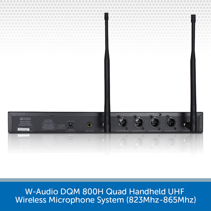 W-Audio DQM 800H Quad Handheld UHF Wireless Microphone System (823Mhz-865Mhz)