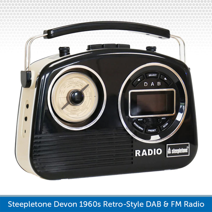 Steepletone Devon 1960s Retro-Style Portable DAB & FM Radio