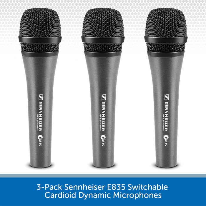 3-Pack Sennheiser E835 Cardioid Dynamic Handheld Microphones