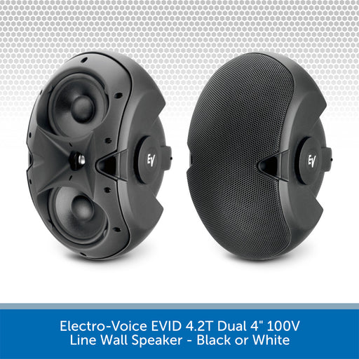 Electro-Voice EVID 4.2T Dual 4" 100V Line Wall Speaker - Black or White
