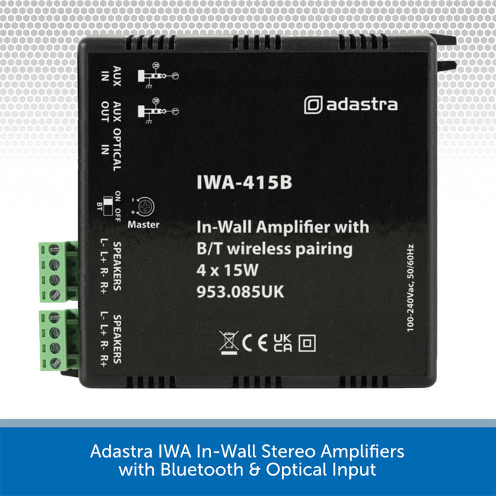 Adastra IWA In-Wall Stereo Amplifiers with Bluetooth & Optical Input