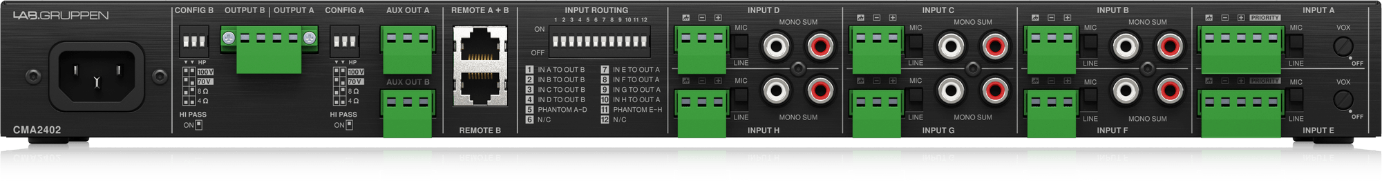 Lab Gruppen CMA2402 2 x 120W Commercial Mixer Amplifier, 100V/4-8 Ohms