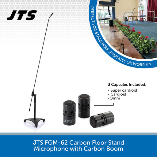 JTS FGM-62 Carbon Floor Stand Microphone with Carbon Boom