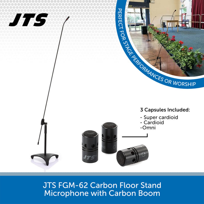 JTS FGM-62 Carbon Floor Stand Microphone with Carbon Boom