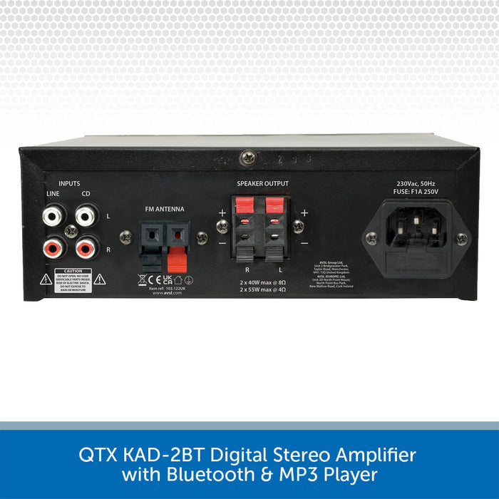 QTX KAD-2BT Digital Stereo Amplifier with Bluetooth & MP3 Player