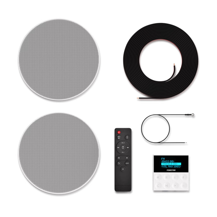 Fonestar KS-WALL In-Wall Bluetooth Stereo Amplifier & 2 x 6" Ceiling Speaker Kit