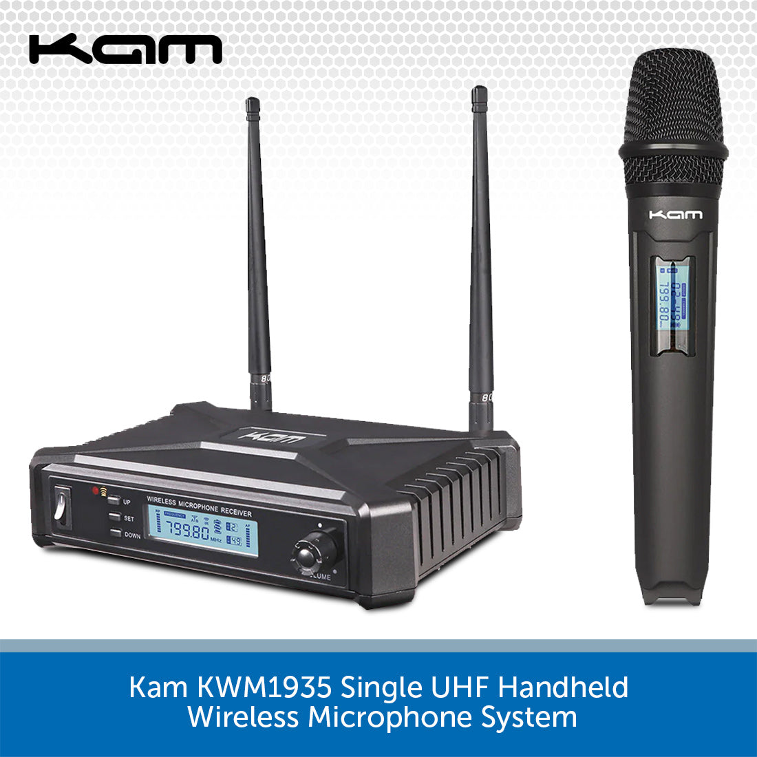 Kam KWM1935 Single UHF Handheld Wireless Mic System Audio Volt