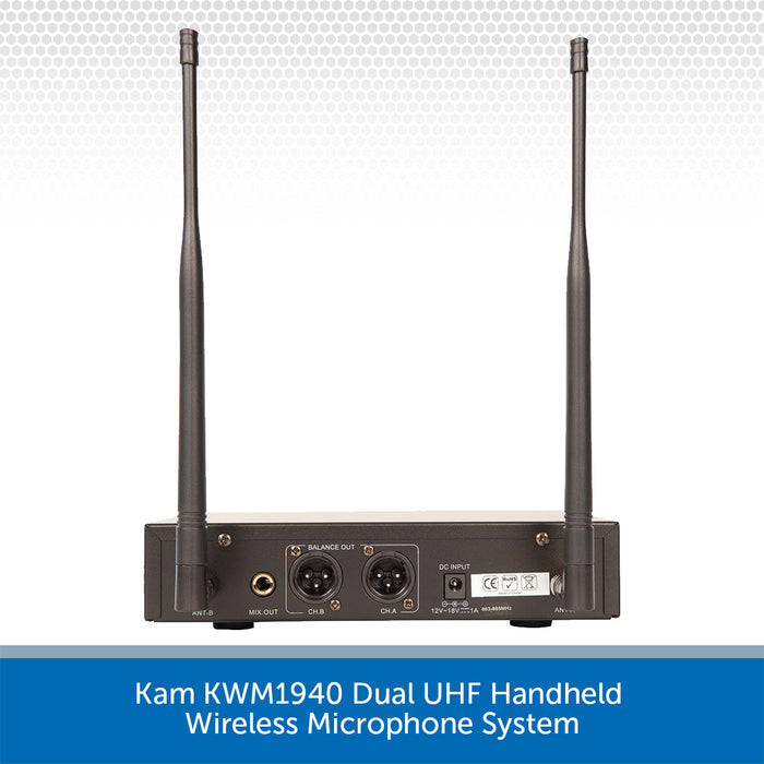 Kam KWM1940 Dual UHF Handheld Wireless Microphone System