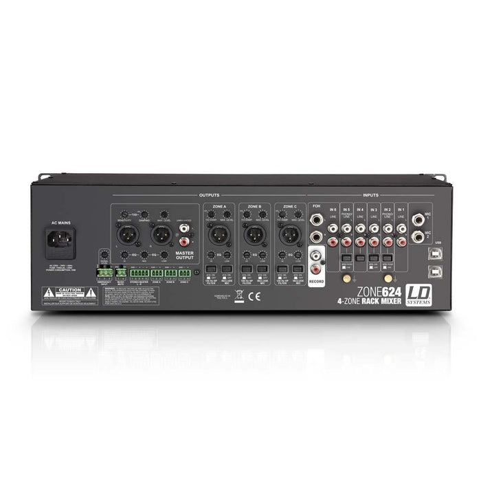 LD Systems ZONE 624 4-Zone 19" 3U Rack Mixer