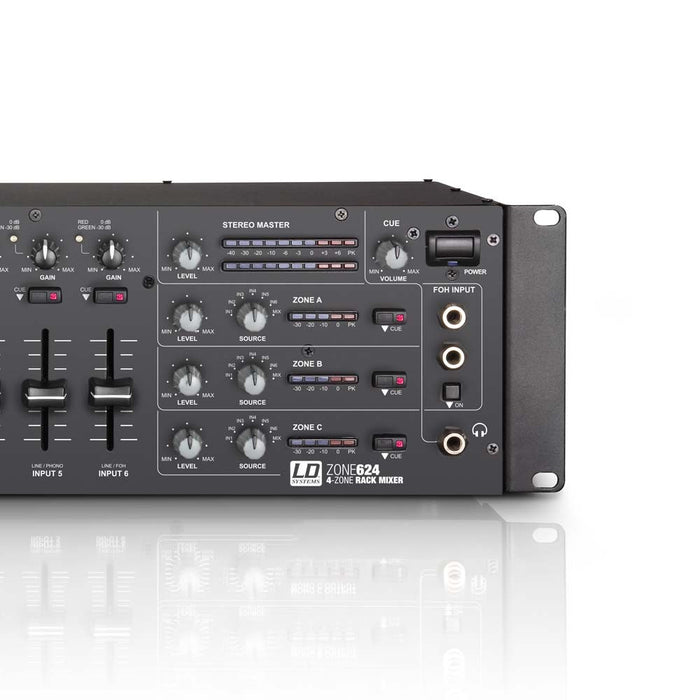 LD Systems ZONE 624 4-Zone 19" 3U Rack Mixer