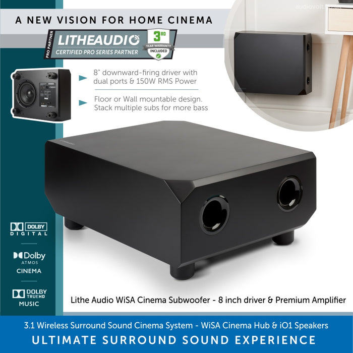 Lithe Audio 3.1 Wireless Surround Sound Cinema System - WiSA Cinema Hub & iO1 Speakers