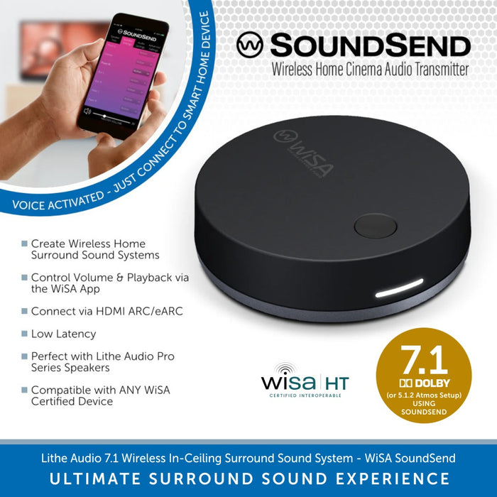 Lithe Audio 7.1 Wireless Surround Sound System - WiSA SoundSend & iO1 Speakers