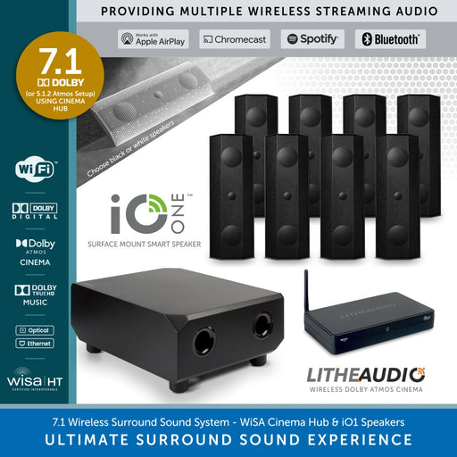 Lithe Audio 7.1 Wireless Surround Sound Cinema System - WiSA Cinema Hub & i01 Speakers