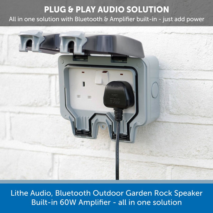 Lithe Audio, Garden Rock Speaker Bluetooth and Built in 60W Amplifier