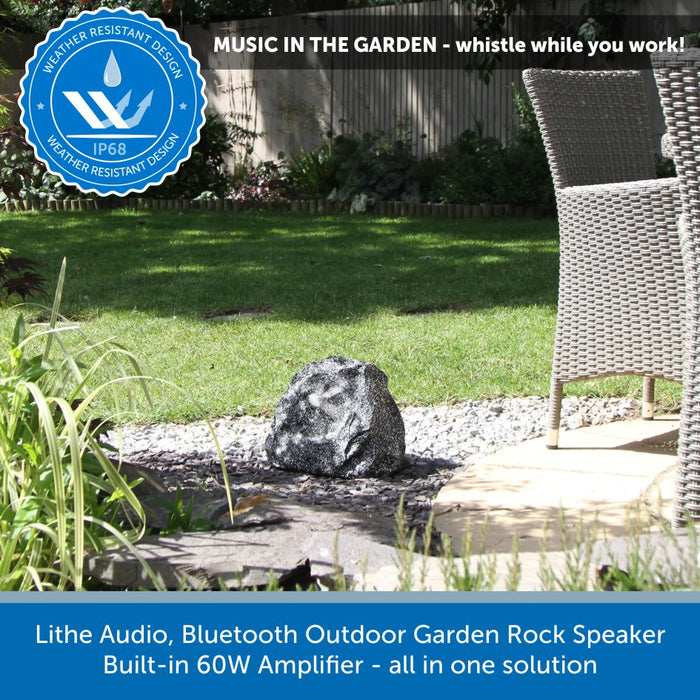 Lithe Audio, Garden Rock Speaker Bluetooth and Built in 60W Amplifier
