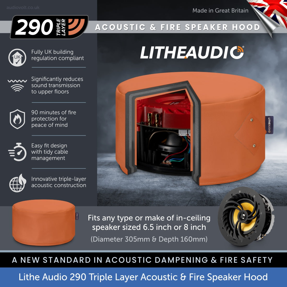 Lithe Audio 290 Ceiling Speaker Fire + Acoustic Hood | Audio Volt