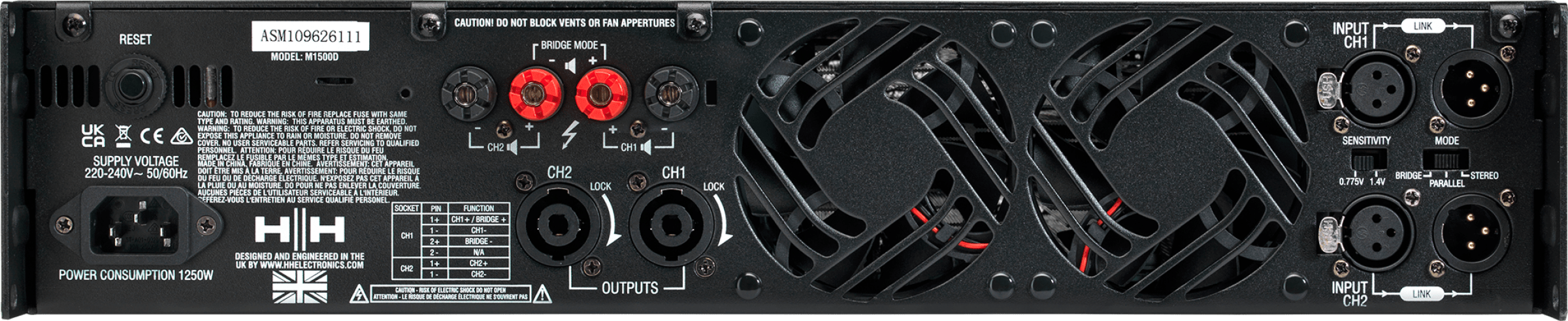 Hh Power HH Electronics M-1500D 2 x 1500W Power Amplifier, 4/8 Ohms | Audio Volt