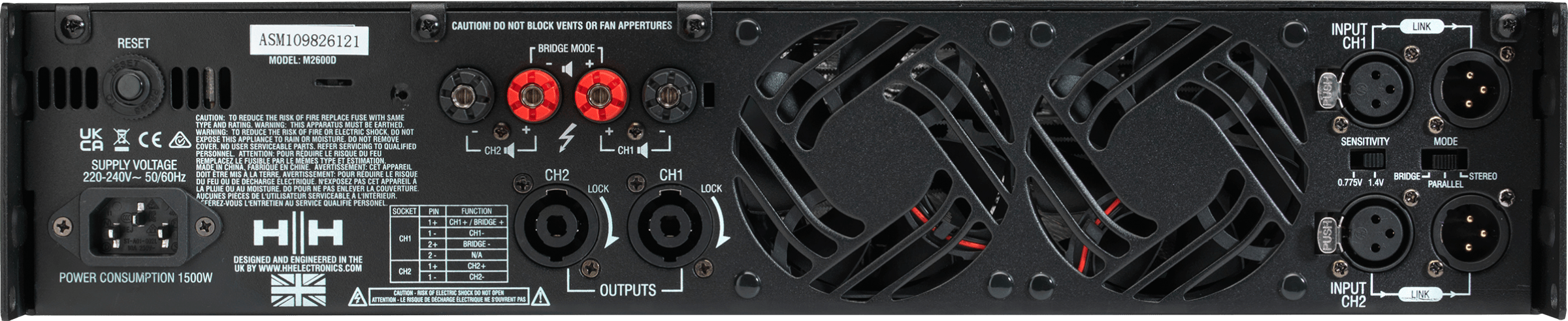 Hh Power HH Electronics M-2600D 2 x 2600W Power Amplifier 4/8 Ohms | Audio Volt