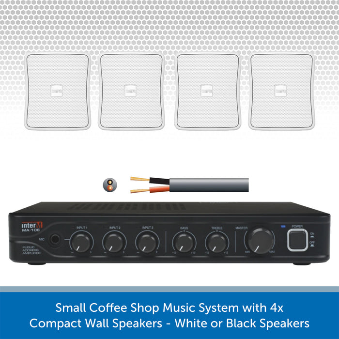 Small Coffee Shop Music System 4x Compact Wall Speakers Audio Volt —  Audio Volt