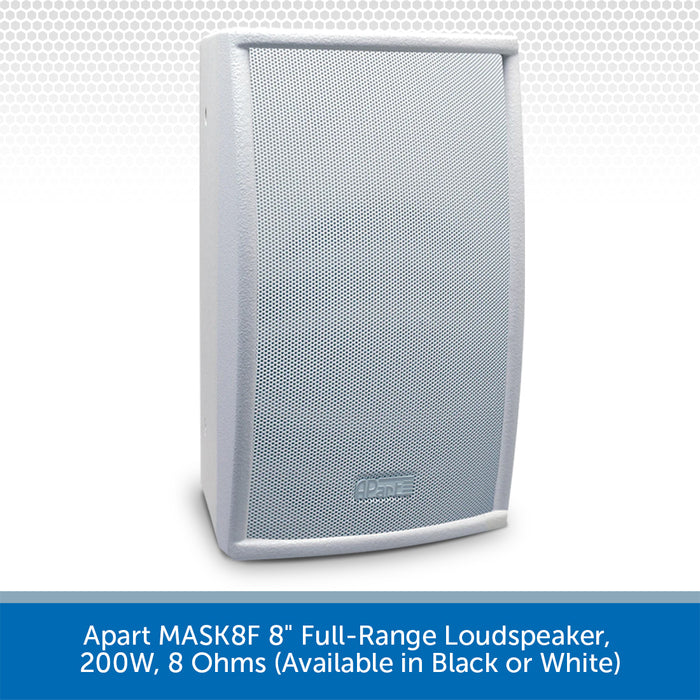 Apart MASK8F 8" Full-Range Loudspeaker, 200W, 8 Ohms (Available in Black or White)