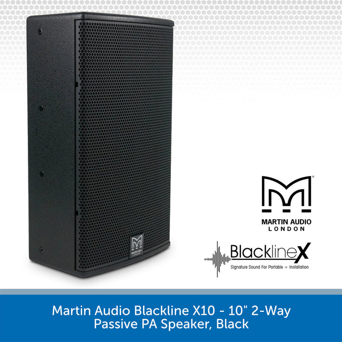 Martin Audio Blackline X10 - 10" 2-Way Passive PA Speaker, Black