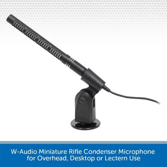 W-Audio Miniature Rifle Condenser Microphone for Overhead, Desktop or Lectern Use
