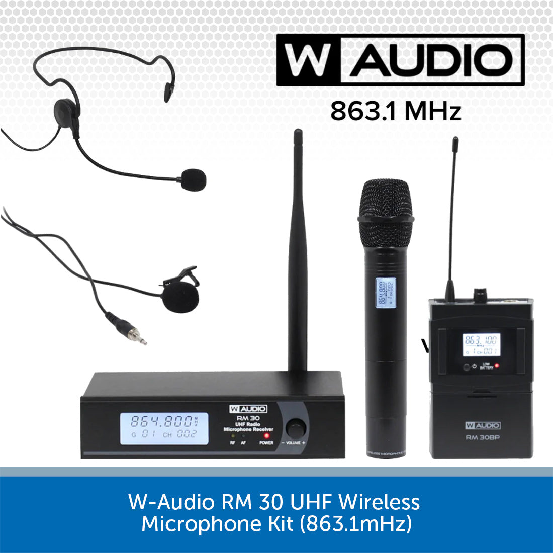 W Audio RM 30 UHF Wireless Microphone Kit 863.1mHz Audio Volt