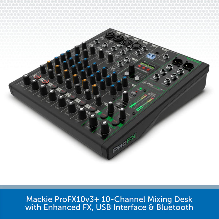 Mackie ProFX10v3+ 10-Channel Mixing Desk with Enhanced FX, USB Interface & Bluetooth