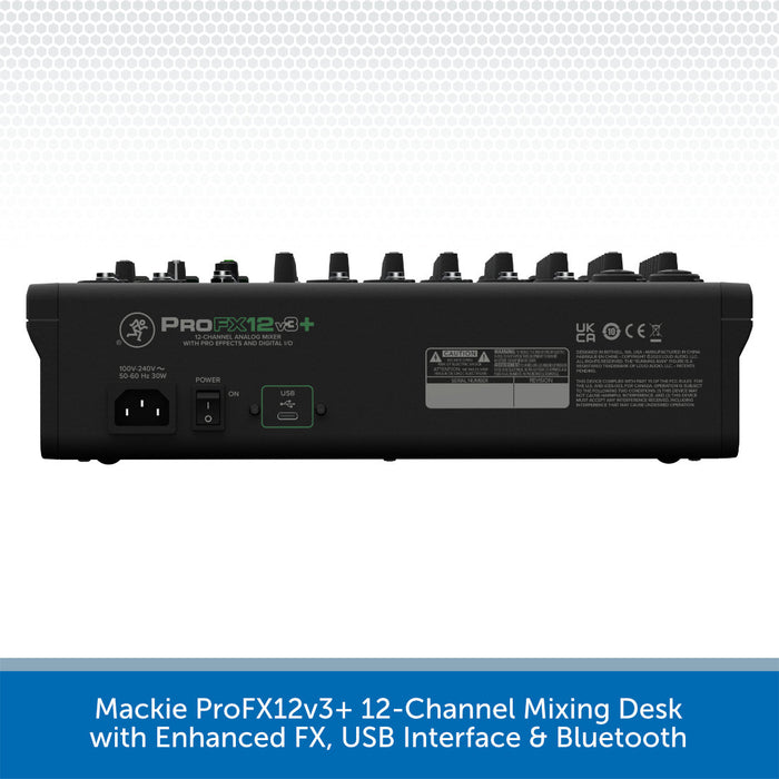 Mackie ProFX12v3+ 12-Channel Mixing Desk with Enhanced FX, USB Interface & Bluetooth