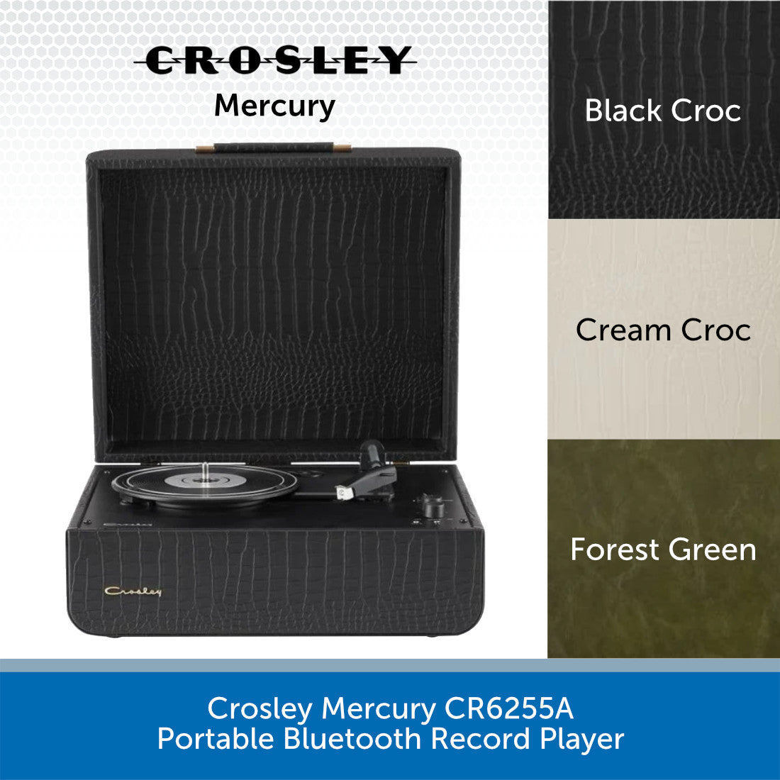 Crosley Mercury Black Croc giradischi bluetooth in e out