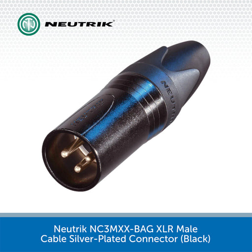 Neutrik NC3MXX-BAG XLR Male Cable Silver-Plated Connector (Black)