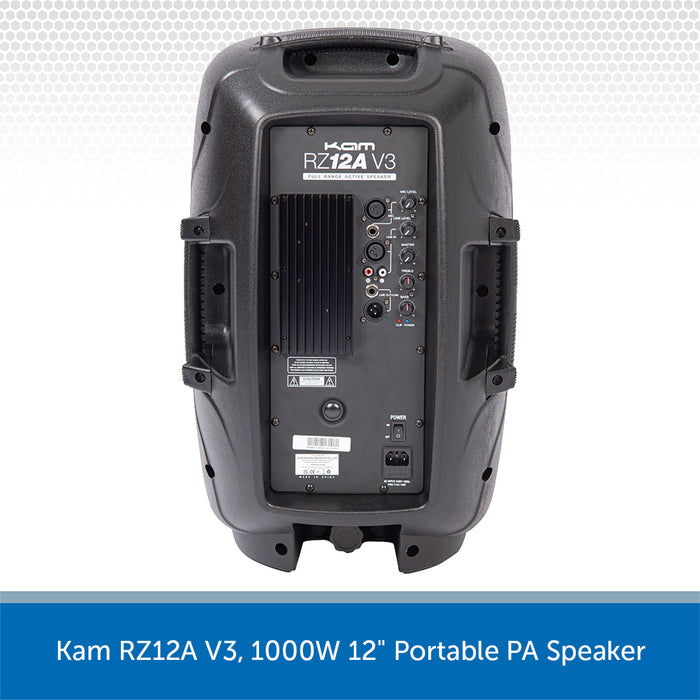 Kam RZ12A V3, 1000W 12" Portable PA Speaker